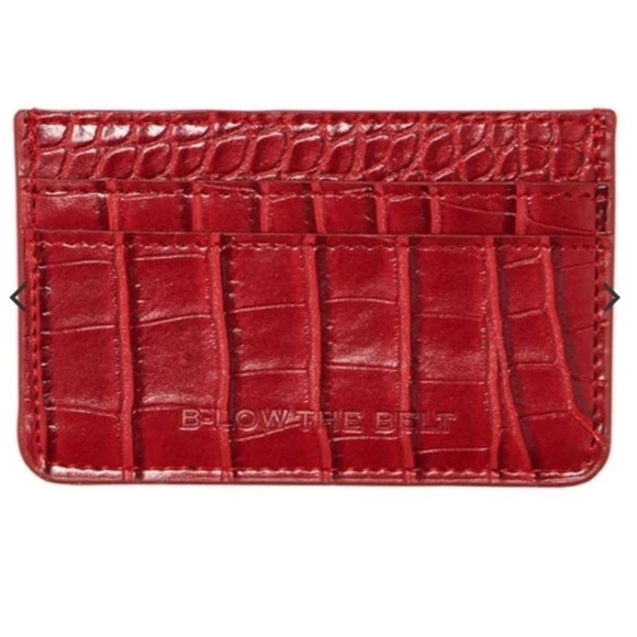 NWT B-Low the Belt red vegan leather croc card case - Picture 1 of 4